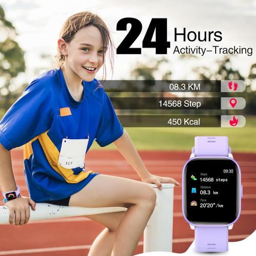 Kids Watch for Girls Boys with IP68 Waterproof, Girls Watch with 19 Sports Modes, Sleep Tracking, Pedometer, Stopwatch, Kids Activity Tracker, Birthday Gifts for Girls Age 6-15 Years Old