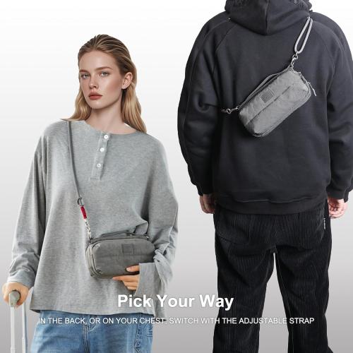 Sling Bag for Men/Women,Lightweight Nylon Travel Essential with Detachable Cord,Fanny Pack Crossbody Shoulder