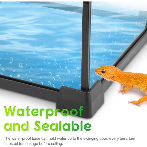 8x8x12 Reptile Terrarium, Single-Door Glass Arboreal Vivarium for Small Arboreal Lizards Such as Small Day Geckos, with Lock, Cable Port & Waterproof Deep Base Below Front Door