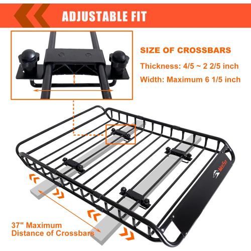 MeeFar Roof Rack Carrier Basket Universal Rooftop 51 X 36 X 5   Waterproof Bag 15 Cubic Feet (44 34 17), and Cargo Net with Attachment Hooks, Ratchet Straps