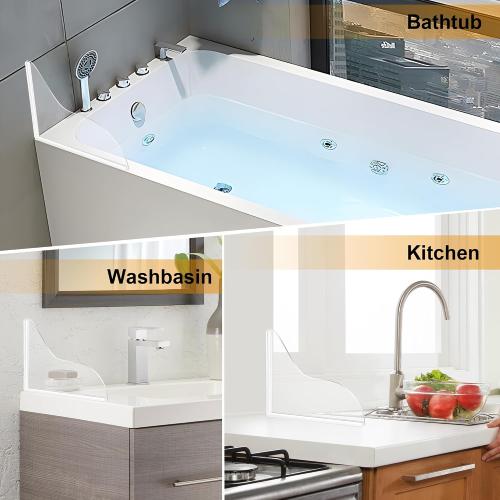 UIOCSSC Shower Splash Guard, 2 Pack Bathtub Shower Water Splash Guards Silicone Bathtub Splash Guard Self-Adhesive Waterproof Shower Guards to Keep Water in Shower