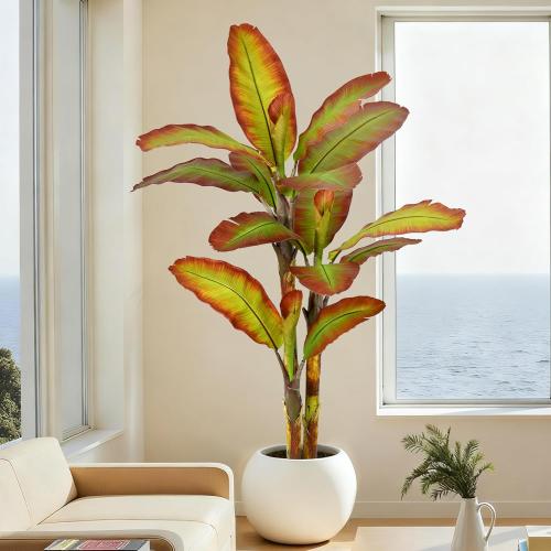 Artificial BananaTree 7FT Tall Large Faux Trees with Realistic Leaves, Fake Banana Floor Potted Artificial Plants for Home Office Living Room Indoor Outdoor Decor (84in,1Pack)