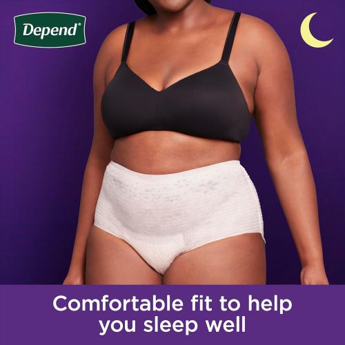 Depend Night Defense Adult Diapers, Incontinence & Postpartum Bladder Leak Underwear for Women, Disposable, Overnight, Medium, Blush, 60 Count (4 Packs of 15), Packaging May Vary