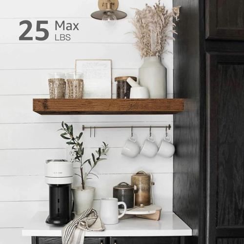 QEEIG Bathroom Floating Shelves for Wall - 15.7 Wall Mounted Shelf Over Toilet Farmhouse Home Decor Display Bookshelf Small 15.7 x 6.7 inch Set of 2, Rustic Brown (008-40BN)