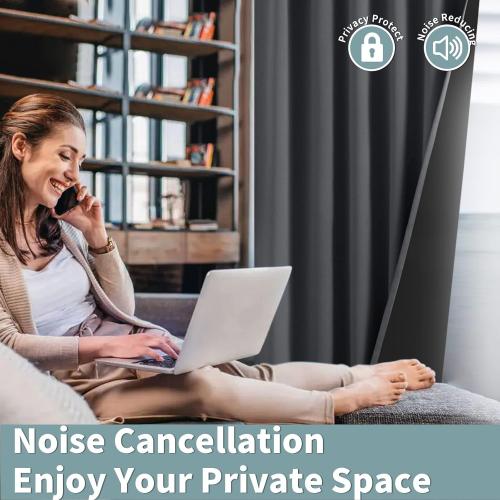 BGment 100% Grey Blackout Curtains for Bedroom 63 Inches Long, Double Layer Room Darkening Thermal Insulated Curtains with Liner Rod Pocket and Back Tab Panels(42 x 63 Inch, 2 Panels, Dark Grey)