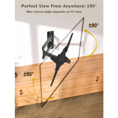 Mounting Dream UL Listed TV Wall Mount for Most 26-55 Inch TVs, Full Motion TV Mount with Perfect Center Design, Articulating Wall Mount TV Bracket Swivel and Tilt, Max VESA 400x400mm, Up to 77LBS