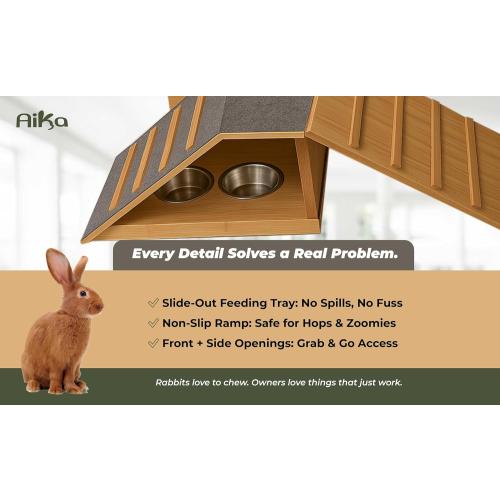 Wooden Rabbit Hideout Castle – Indoor Bunny House & Hut for Rabbits, Guinea Pigs, Chinchillas & Small Pets – Medium Size Habitat – Durable Wooden Rabbit House for Indoor & Outdoor Use
