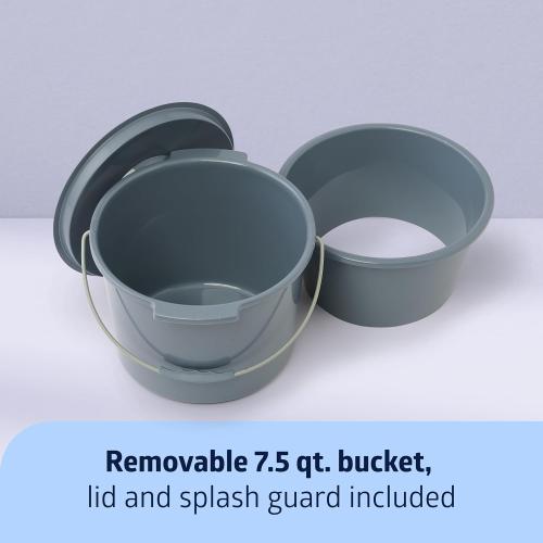 Medline Drop Arm Commode with Padded Seat and Backrest, Durable Toilet Chair for Adults and Seniors, Removable Pail, Splash Guard, Drop Down Arms for Easy Transfer, 350 lb. Weight Capacity, Tan ( used see the pictures )