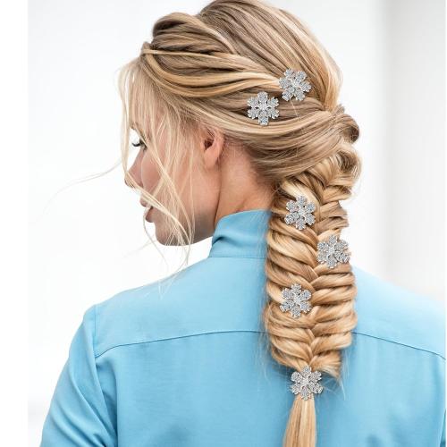 TIESOME Sparkly Rhinestone Snowflake Hair Clip, 8 PCS Silver Christmas Mini Pearl Hairpins Cute Metal Alligator Clips Elegant Shinny Hair Accessories for Women Princess Long Thick Hair
