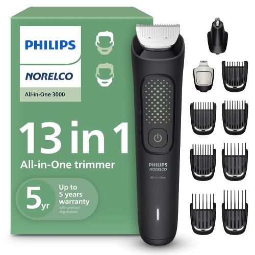 Philips Norelco All-in-One 3000 13-in-1 Trimmer, Face & Hair, Steel Blades