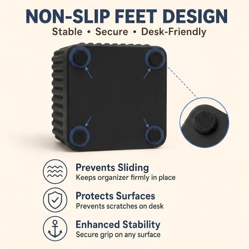 Black Desk Organizer Accessories Set, with Pen, Clip and Sticky Note Holder