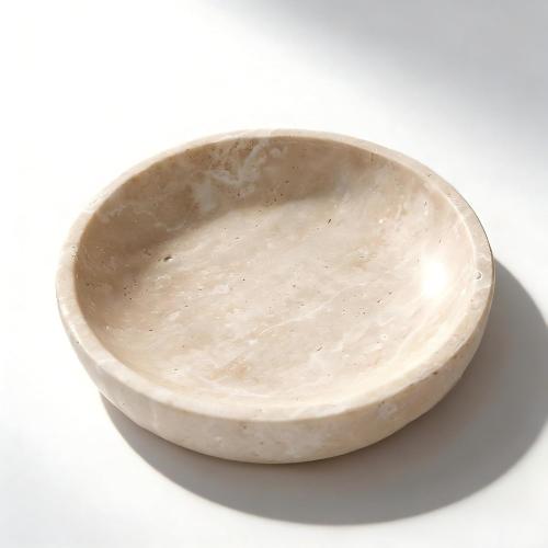 Large Decorative Marble Bowl, 7.87 inches,Natural Stone Round Bowl for Home  (beige)