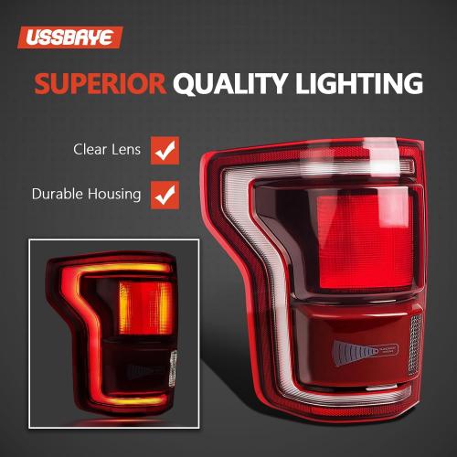 LED Tail Lights Compatible with 2017-2020 Ford F150 Raptor Taillight Assembly Rear Lamp Taillights HL3Z13405H (Left - Driver Side Black Housing, 2017-2020 F150)