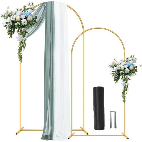 Metal Arch Backdrop Stand 7.2FT 6FT Wedding Arch Backdrop Stand Set of 2 Gold Arch Backdrop Stand for Valentines Day Party Wedding Ceremony Baby Shower Birthday Floral Balloon Decration