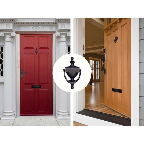 QCAA Solid Brass Door Knocker, 7, Matte Black, Made in Taiwan, 1 Pack