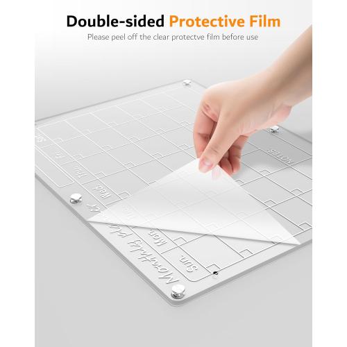 Magnetic Acrylic Calendar for Fridge,2 Pack 12x16 Clear Fridge Calendar Dry Erase Magnetic Planning Boards Set for Refrigerator with 6 Colorful Highlight Markers