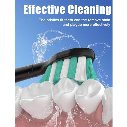 Toothbrush Replacement Brush Heads for Philips Sonicare C1 C2 ProtectiveClean 4100 5100 5300, Electric Sonic Tooth Refill Head Plaque Control, 10 Pack, Black