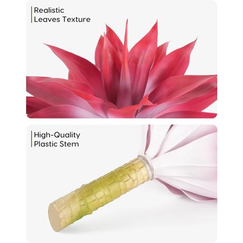 Velener Artificial Agave Plant Set, 28 Inch, Faux Aesthetic Plants for Home Decor, Realistic Fake Red and White Agave Plants Indoor Without Pot, Set of 2