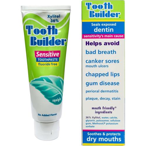 Squigle Tooth Builder SLS Free Toothpaste (Stops Tooth Sensitivity) Prevents Canker Sores, Cavities, Perioral Dermatitis, Bad Breath, Chapped Lips, 4 oz (4 Ounce (Pack of 1), Unflavored)