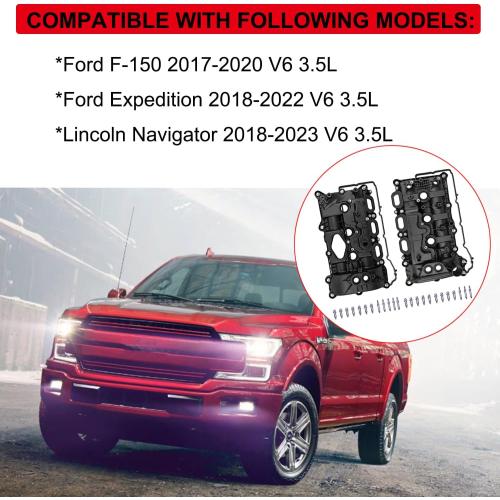 Engine Valve Cover Set Compatible with Ford F-150 2017-2020, Expedition 2018-2022, Lincoln Navigator 2018-2023, Direct Replace Part # HL3Z6582F HL3Z6582G HL3Z6582E HL3Z6582B
