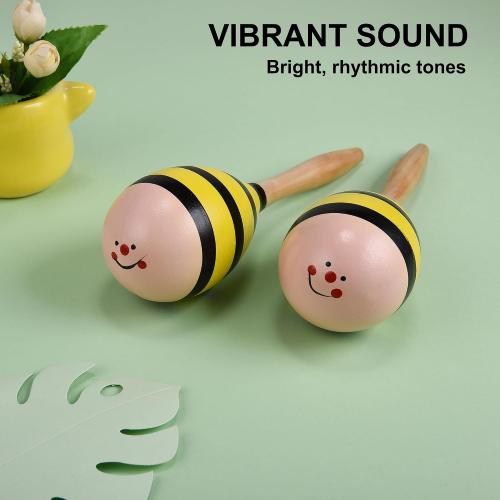 Maracas for Adults Kids, 2 Pcs 9 Inch Wooden Maraca for Party Favors, Yellow