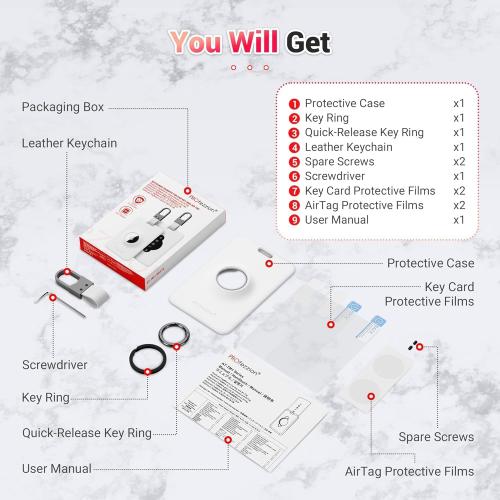 PROfezzion Tesla Key Card Holder with AirTag Slot, Key Card Protective Case Cover Designed for Tesla Model 3 Y S X Cybertruck - White