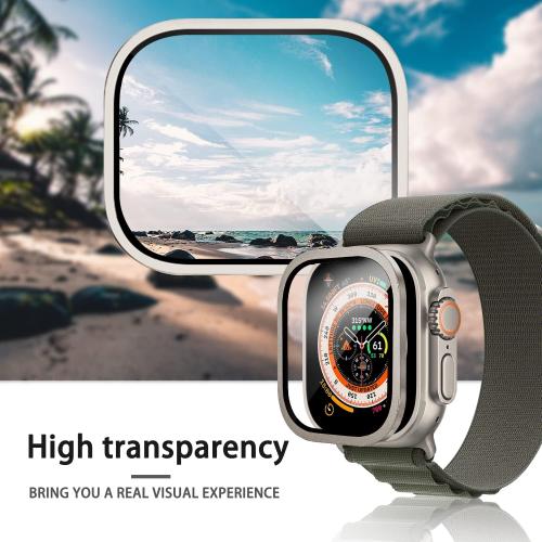 Suoman 2-Pack for Apple Watch Ultra 3/2/1 49mm Case, Waterproof Ultra-Thin Full Coverage Metal Tempered Glass Screen Protector Cover Case -Original