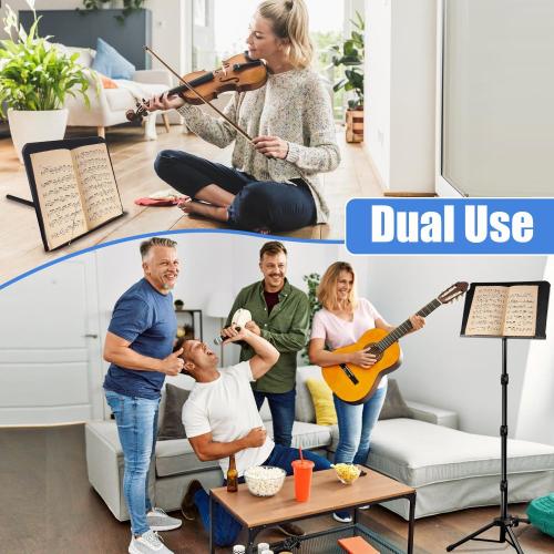 Sheet Music Stand with Light and Phone Holder, 57 Portable Music Stand for Sheet Music High Stability, Height Adjustable Music Stands with Carrying Bag(33-57inch, Plate without hole)