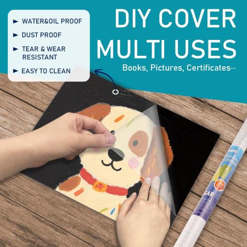 Chell 2 Pack Clear Contact Paper Roll for Books, 17.5in x 5ft Clear Self Adhesive Book Cover Paper Protector