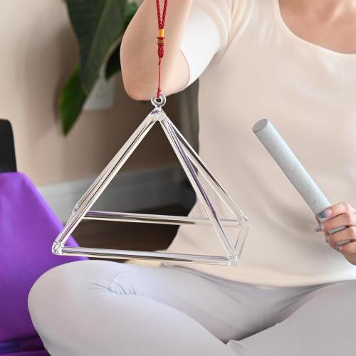 CVNC 12 Inch Quartz Crystal Singing Pyramid Healing Musical Instrument   Carry Case Bag Powerful Energy