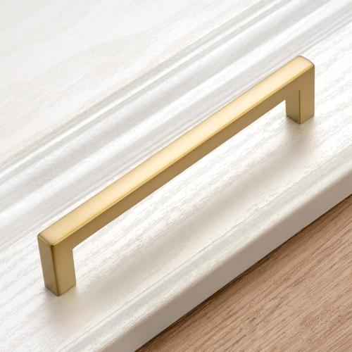 KOOFIZO Solid Square Brushed Gold Kitchen Cabinet Handles Gold Cabinet Pulls, 10 Pack 5 Inch Gold Hardware for Kitchen Cabinets Drawers Dresser Cupboard Bedroom Bathroom