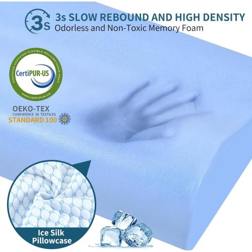 Cervical Pillow for Neck Pain Relief, Contour Memory Foam Pillows for Sleeping, Odorless Ergonomic Pillow Adjustable Orthopedic Cooling Pillow Bed Pillow Neck Support for Side Back Stomach Sleepers