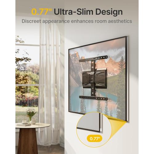 monTEK 0.77 Ultra Slim TV Wall Mount for 43-90 Inch TVs, Swivel & Tilt & Leveling & Extension Wall Mount TV Bracket with Articulating Dual Arms, Low Profile Full Motion tv Mount, 4X Weight Tested