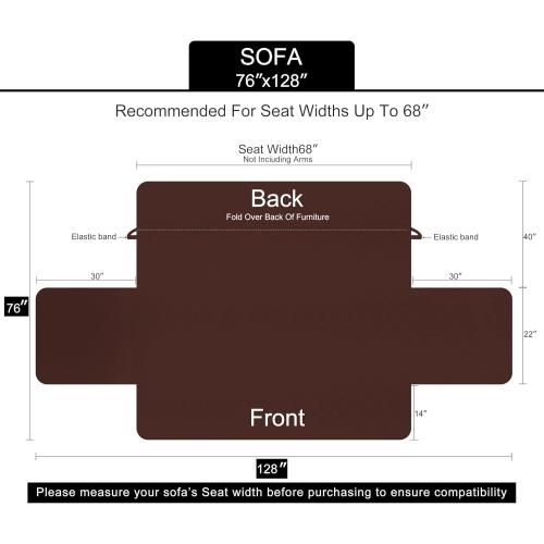 U-NICE HOME Reversible Sofa Cover Washable Couch Cover for Dogs Friendly with Elastic Straps Water Repellent Furniture Protector for 3 Cushion Couch (Sofa, Coffee/Beige)