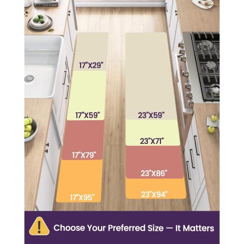 DEXI Kitchen Floor Mats Cushioned Anti Fatigue, 23x94, Large Long Standing Runner Rug Waterproof, Comfort Memory Foam Padded for Front Sink Laundry, Beige
