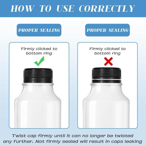 Rozer 50 Pcs Black Plastic Bottle Caps 38 mm for Empty Juice Bottles, Tamper Seal Lids Container Lids Bottle Caps for Crafts DIY, 4, 8, 12, 16, and 32 oz Container