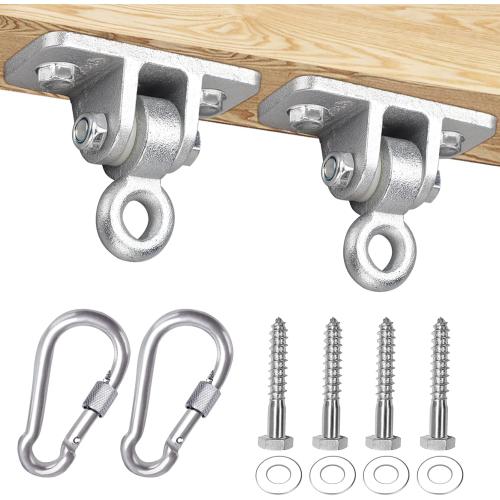set of 2 BETOOLL 2400lb Capacity Heavy Duty Swing Hangers for Wooden Sets Playground Porch Indoor Outdoor & Hanging Snap Hooks Silver Set of 2