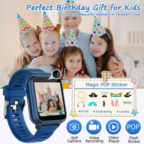 Kids Smart Game Watch with 39 Games HD Touch Screen Video Camera Music Player Pedometer Flashlight Alarm Clock 12/24 hr, Gifts for 5-12 Year Olds Boys