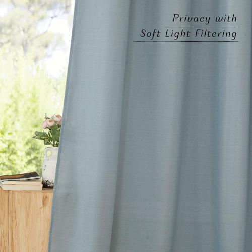 NICETOWN Linen Stone Blue Window Curtains 84 inches Long, Grommet Thick Linen Blend Window Treatments Privacy Assured with Light Filtering for Bedroom/Living Room, W42 x L84