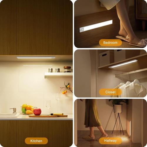 BLS Under Cabinet Lights, 46 LED lights Battery Operated Motion Sensor Light Indoor, USB C Rechargeable Closet Lights Motion Sensored, 1500mah Wireless Magnetic Light for Kitchen Night Stairs (2 Pack)