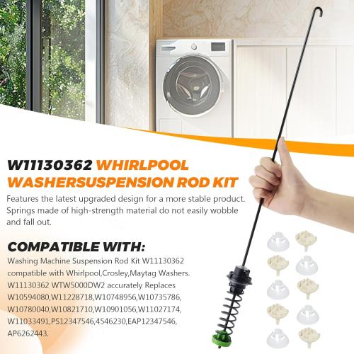 Updated W11130362 WTW5000DW2 WTW5000DW3 Washer Suspension Rod Kit by Blutoget-Fit for Whirlpool Kenmore Washer WTW5000DW0 MVWC565FW0 11022352510- Replaces W10594080 W10735786 W10748956 W10780040