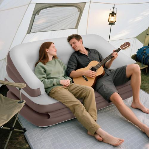 Full Size Air Mattress for Inflatable Portable Blow Up Mattress Sofa Bed with Flocked top-Double Air Couch for Tent Camping()