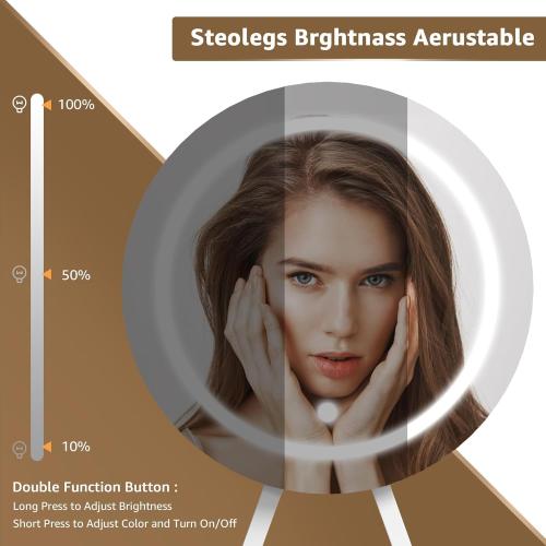 Girls Vanity Desk with Mirror and Lights Small Makeup Vanitys Set with Chair Fabric Drawers Power Outlet, Dressing Table Vanities for Kids Bedroom 40“ White