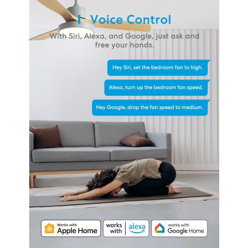 meross Smart Ceiling Fan Control and Dimmer Switch, Supports Apple HomeKit, Alexa, Google & SmartThings, 2.4G Wi-Fi Fan and Light Switch Combo, 4 Fan Speed, Neutral Wire Needed, Single Pole, 2 Pack