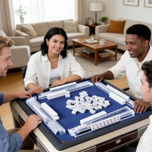 CAYOULR Mahjong Racks with Pushers, Convenient Rotating One-Piece Mahjong Pushers and Racks,4-Piece Set American Mahjong Accessories,Transparent