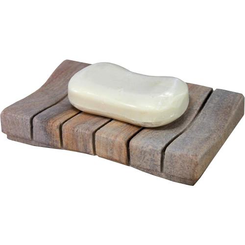 Natural Water Absorbent & Rigged Soap Dish Soap Holder Made of Natural Stone - Unique Bath Bathroom Accessories (Vertically Ridged)