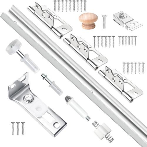 24IN Bi-fold Door Track Kit, 1Kit White Bi-fold Door Hardware kit with Track Closet Door Track Repair Tool Kit Included Full Accessories for Double Door, Folding Door, Accordion Door‼️missing pieces‼️
