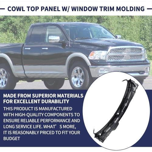 Windshield Wiper Cowl Panel Grille w/Window Trim Molding Compatible with Dodge Ram 1500 2500 3500 2009-2018,1500 Classic 2019-2024 Cowl Top Panel Replace 55112305AD 55112305AB 55112305AC