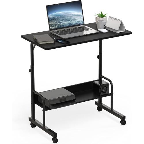 SHW 30.5 to 40.5 Height Adjustable Mobile Standing Desk Laptop Workstation for Walking Pad Treadmill, Black