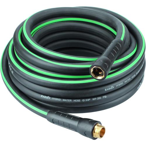 Hybrid Garden Hose 5/8 IN. x 50 FT, Heavy Duty, Lightweight, Flexible with Rotatable Grip Handle and Solid Brass Fittings, set of 2